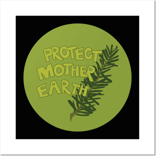 Protect Mother Earth Illustrated Text Badge Climate Activists Posters and Art